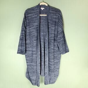 J. Jill PureJill Womens Heathered Blue Open Front Linen Blend Cardigan Size XL
